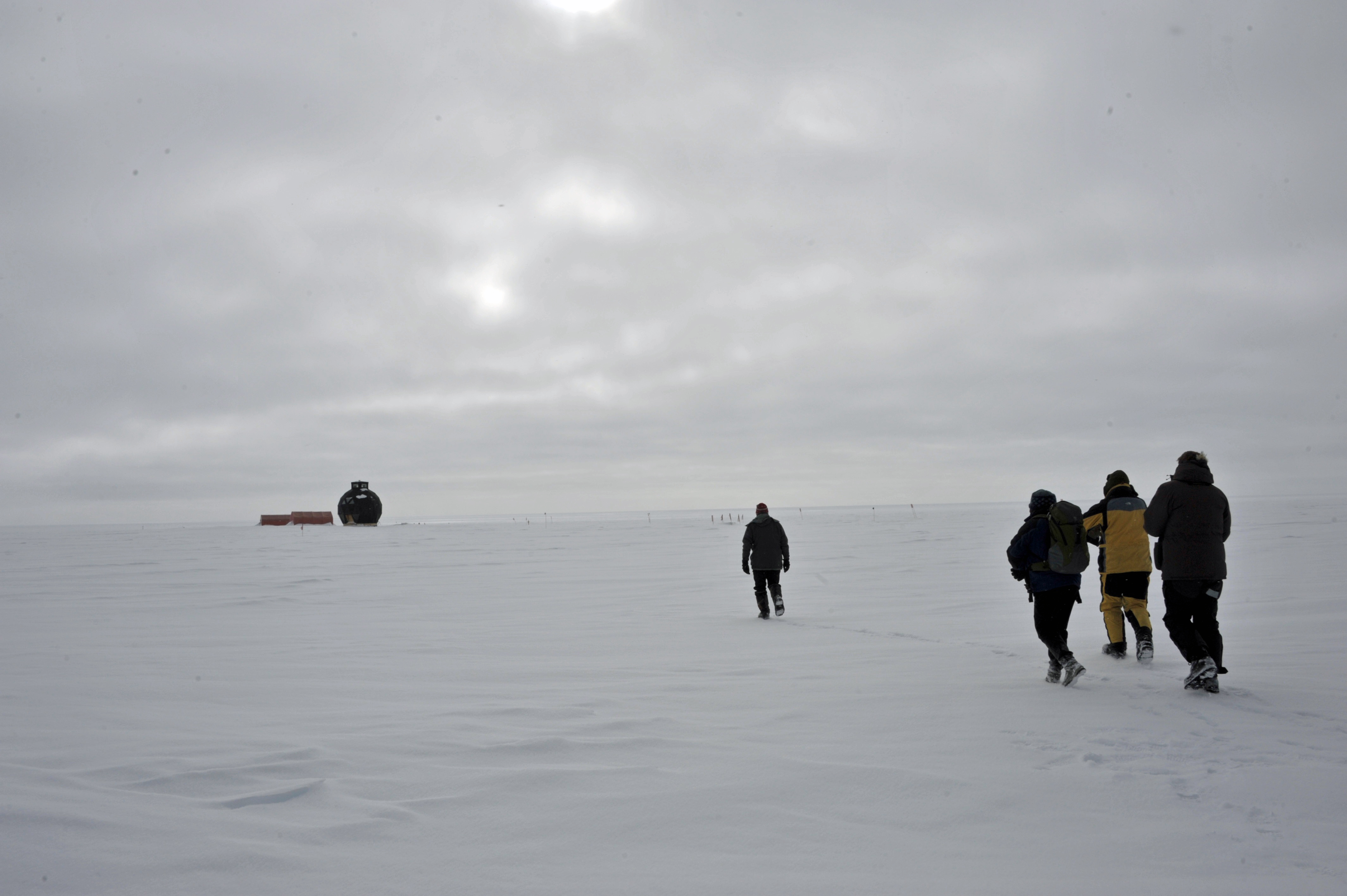 A view of the camp as the put-in team arrives - the camp has been deserted for the entire winter.