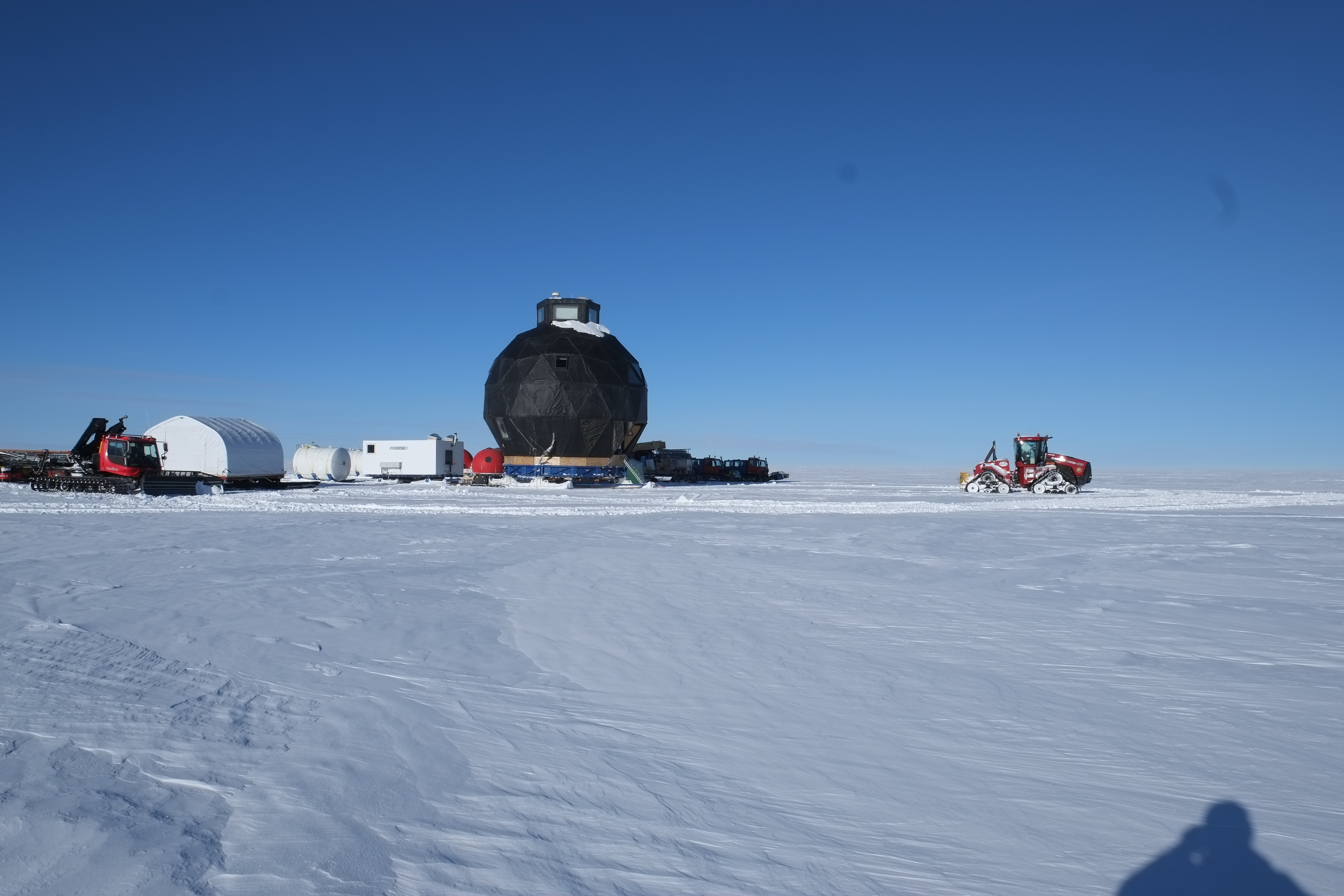 Dome being pulled across the ice