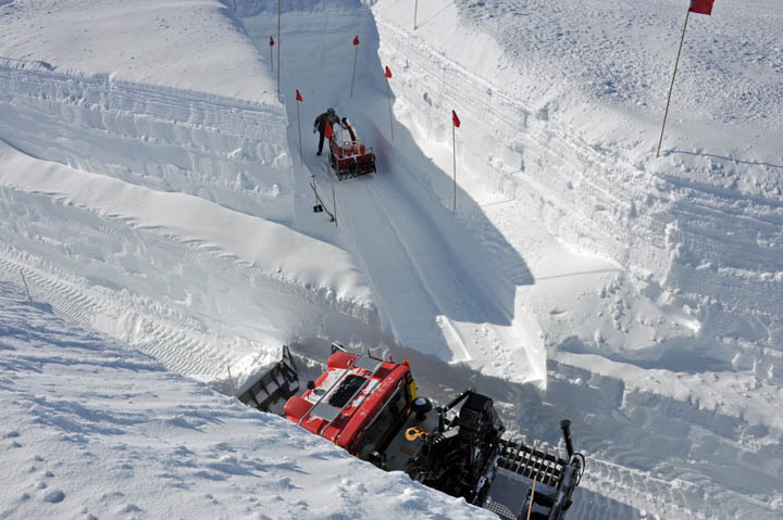 Father and son of snowblowers