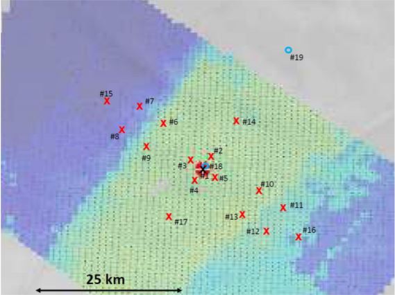 Map of the strain net at EGRIP